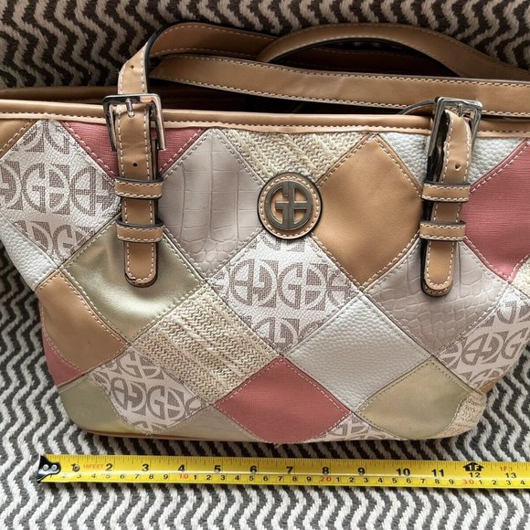 Giana Bernini Patchwork Multi - Color Leather Women's Purse HandBag Brown Beige - Picture 10 of 10